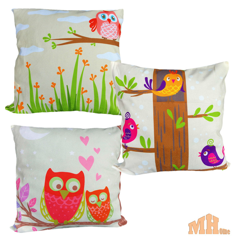 Maylee 3pcs Multicolour Lovely Owl Pillow Cases